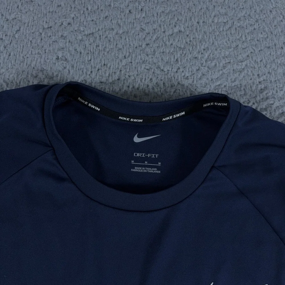 Nike Hydroguard Swim‎ Shirt Mens Medium Navy Dri-Fit Short Sleeve UPF 40+ Gym